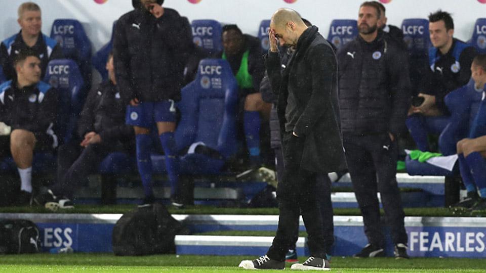 Pep Guardiola dalam laga antara Manchester City dan Leicester City (10/12/16). - INDOSPORT